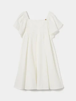 Vestido manga curta com bordado inglês