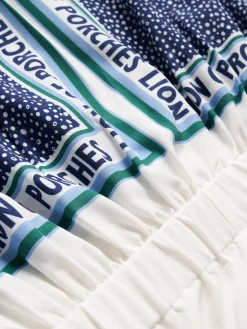 Vestido midi com padrão de palmeiras