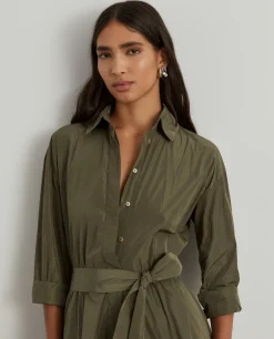 Vestido midi evasé com cinto