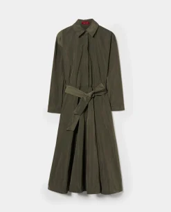 Vestido midi evasé com cinto