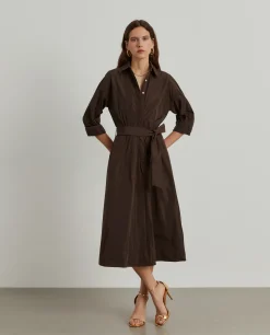 Vestido midi evasé com cinto