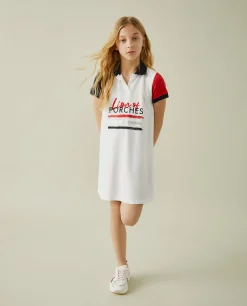 Vestido polo de manga curta com estampado