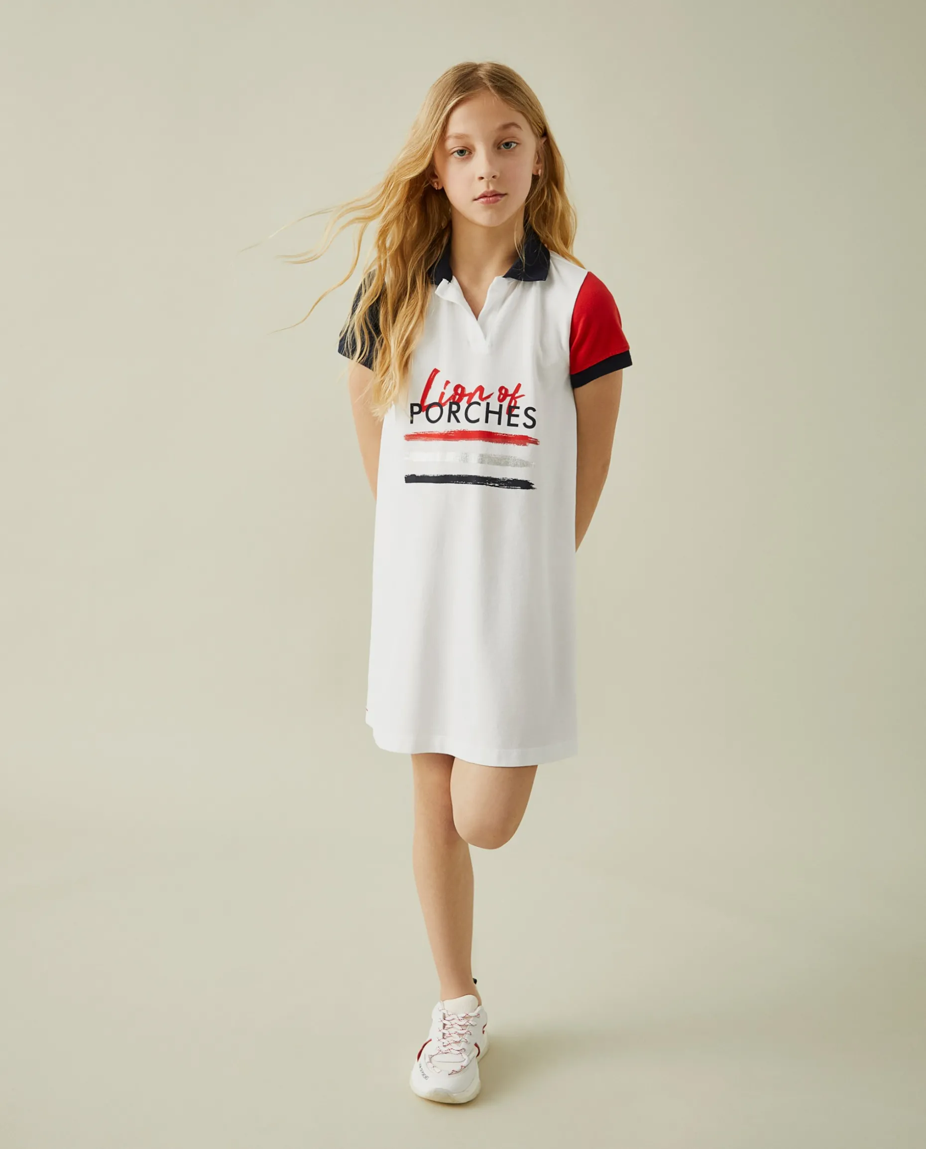 Vestido polo de manga curta com estampado