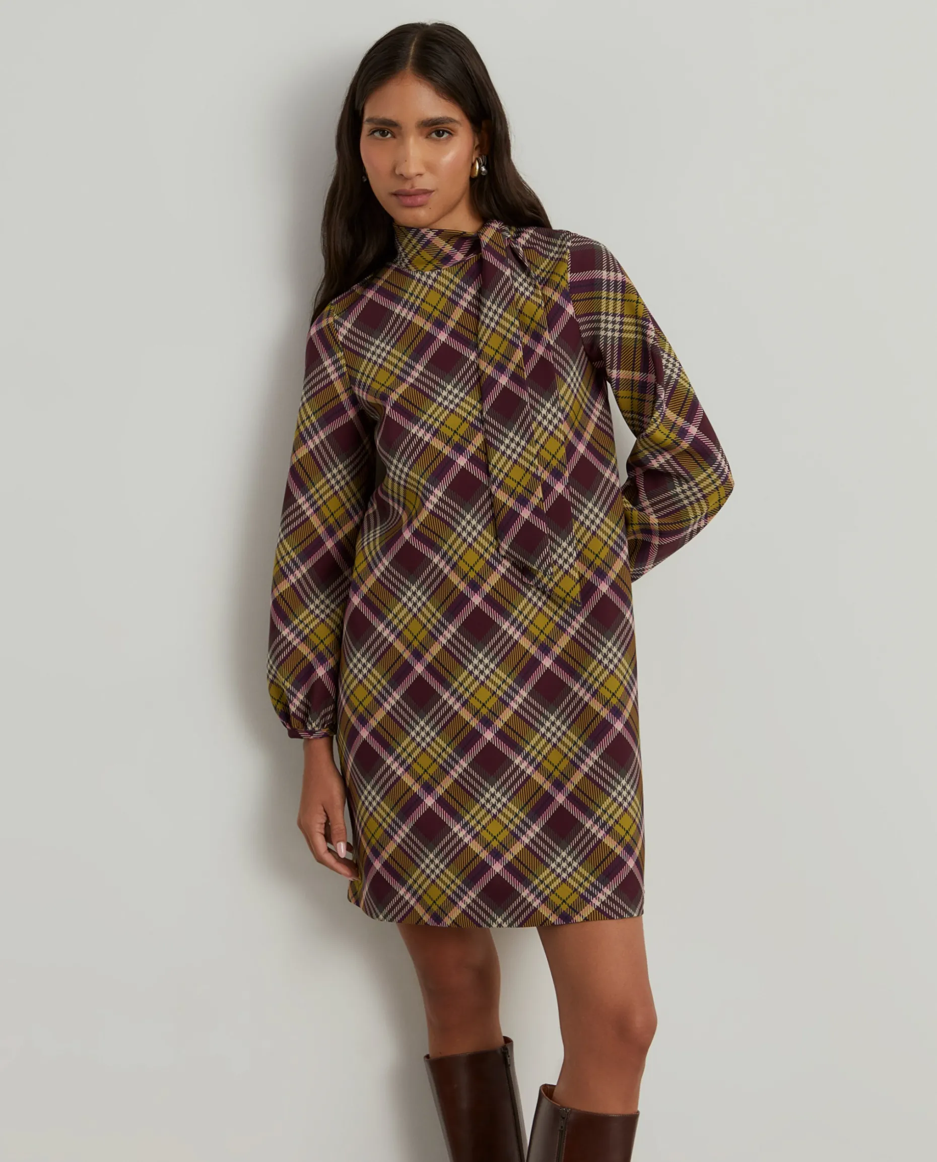 Vestido tartan manga comprida