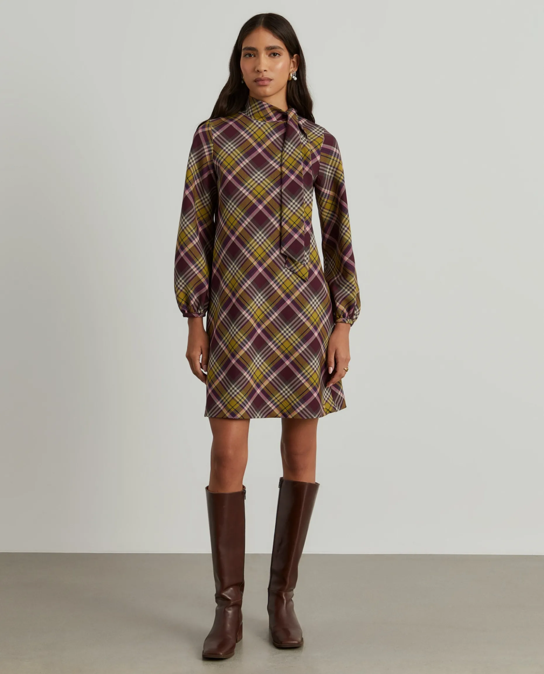 Vestido tartan manga comprida