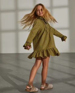 Vestido vichy com folhos