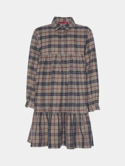 Vestido xadrez com folho