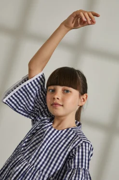 Vestido xadrez de manga curta