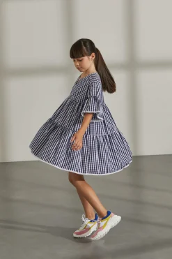 Vestido xadrez de manga curta