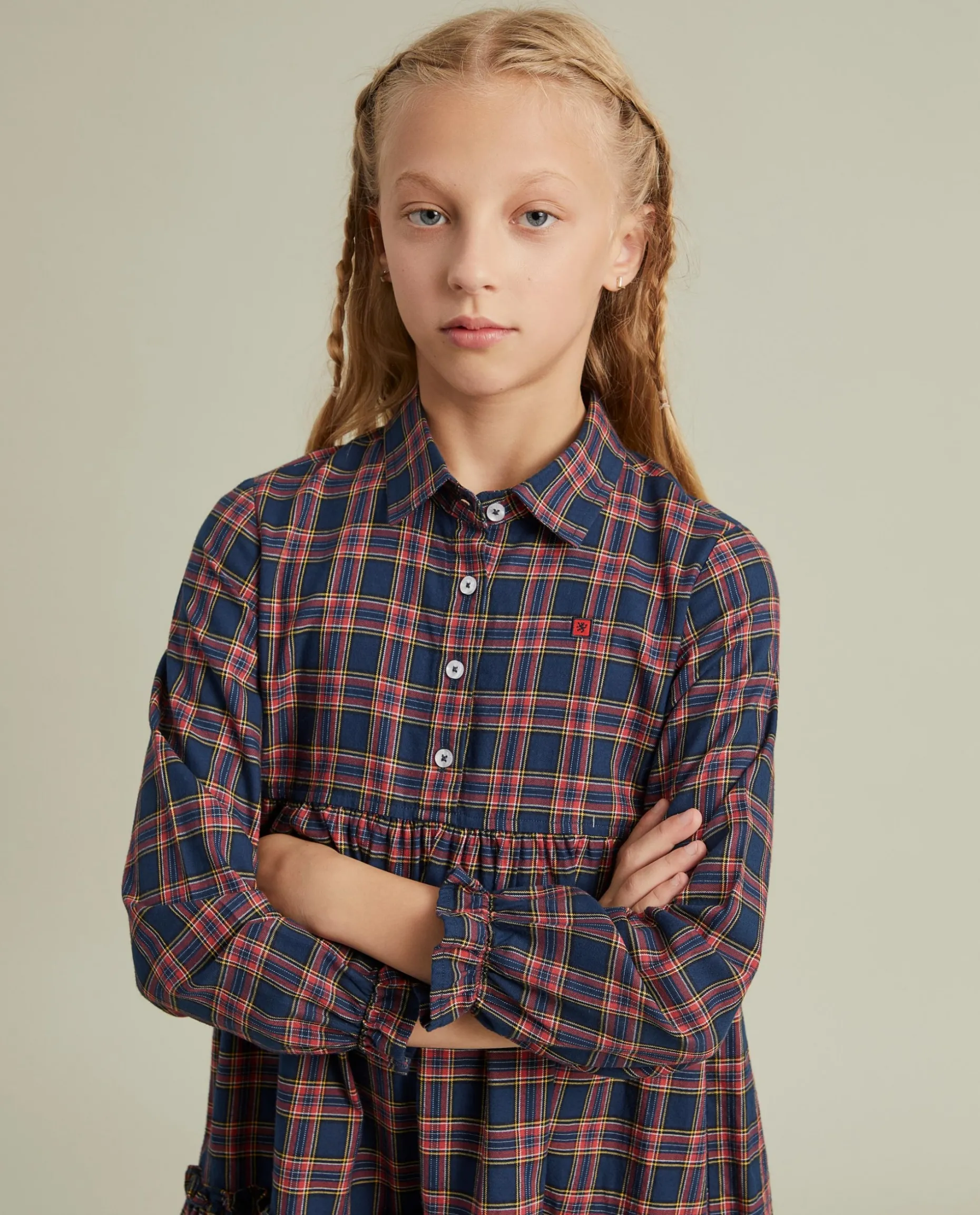 Vestido xadrez manga comprida